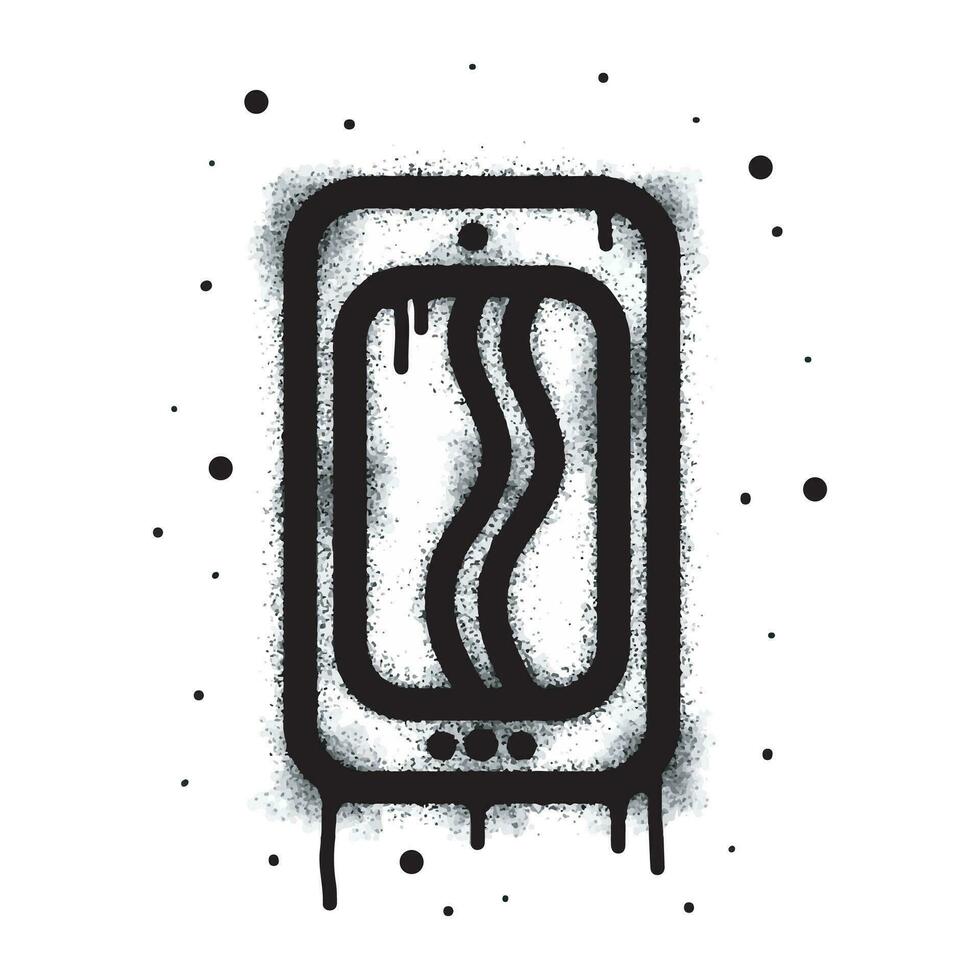 spray målad graffiti cell telefon tecken svart på topp. mobil telefon symbol. isolerat på vit bakgrund. vektor illustration