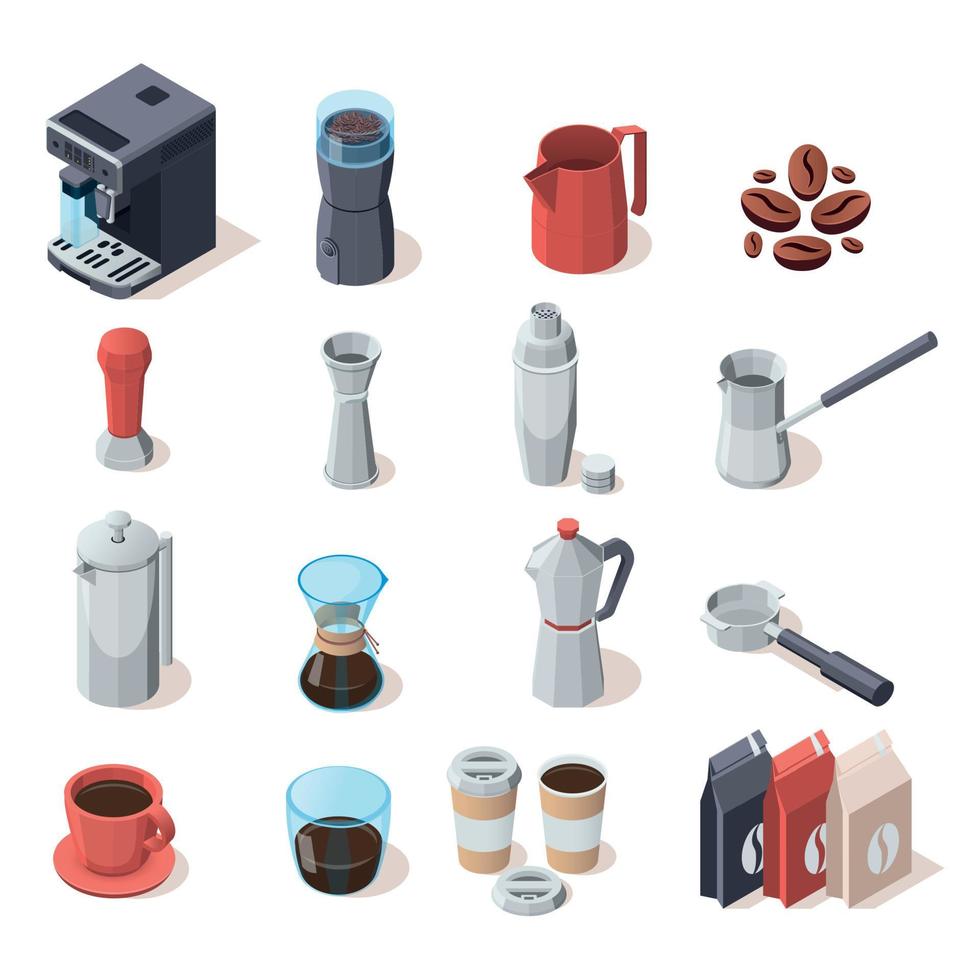 Kaffee-Ausrüstung-Icon-Set vektor