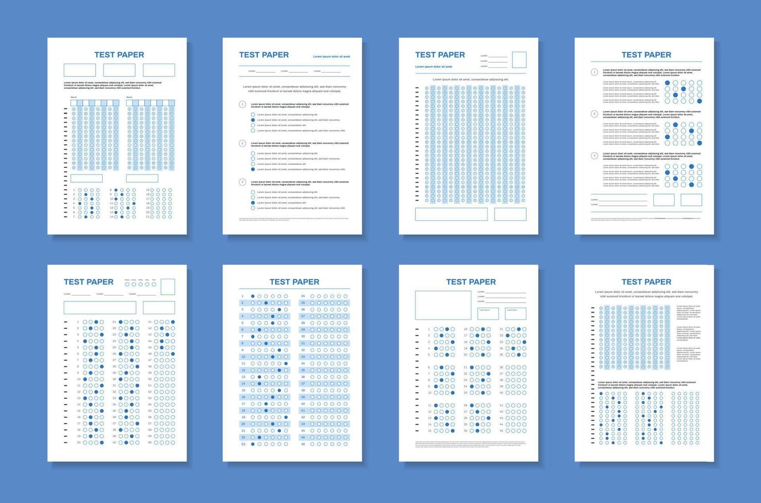 realistiska testpapper uppsättning vektor