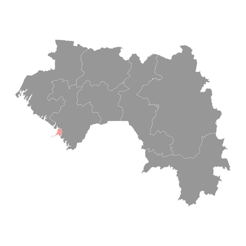 conakry Region Karte, Hauptstadt Stadt von Guinea. Vektor Illustration.