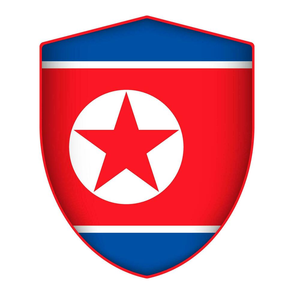 norr korea flagga i skydda form. vektor illustration.