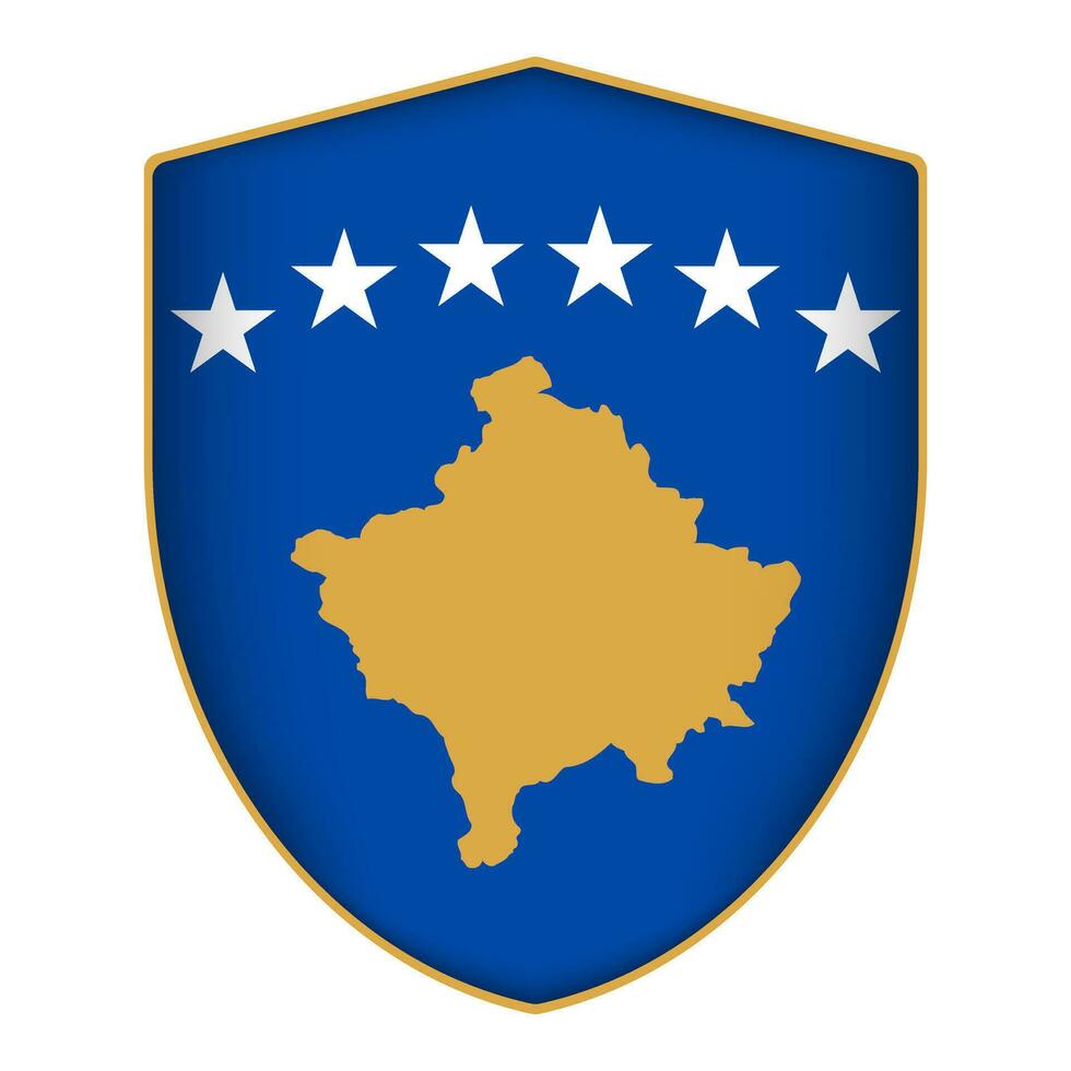 kosovo Flagge im Schild Form. Vektor Illustration.