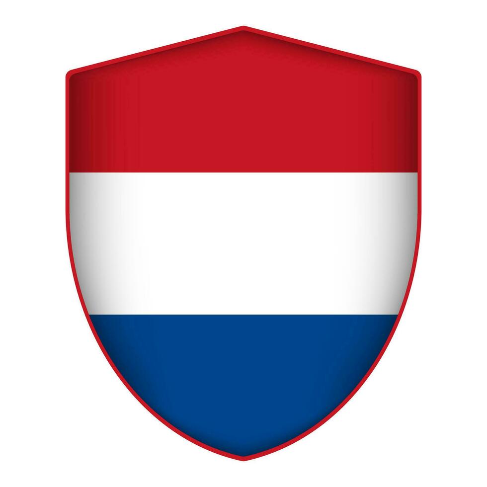 Niederlande Flagge im Schild Form. Vektor Illustration.