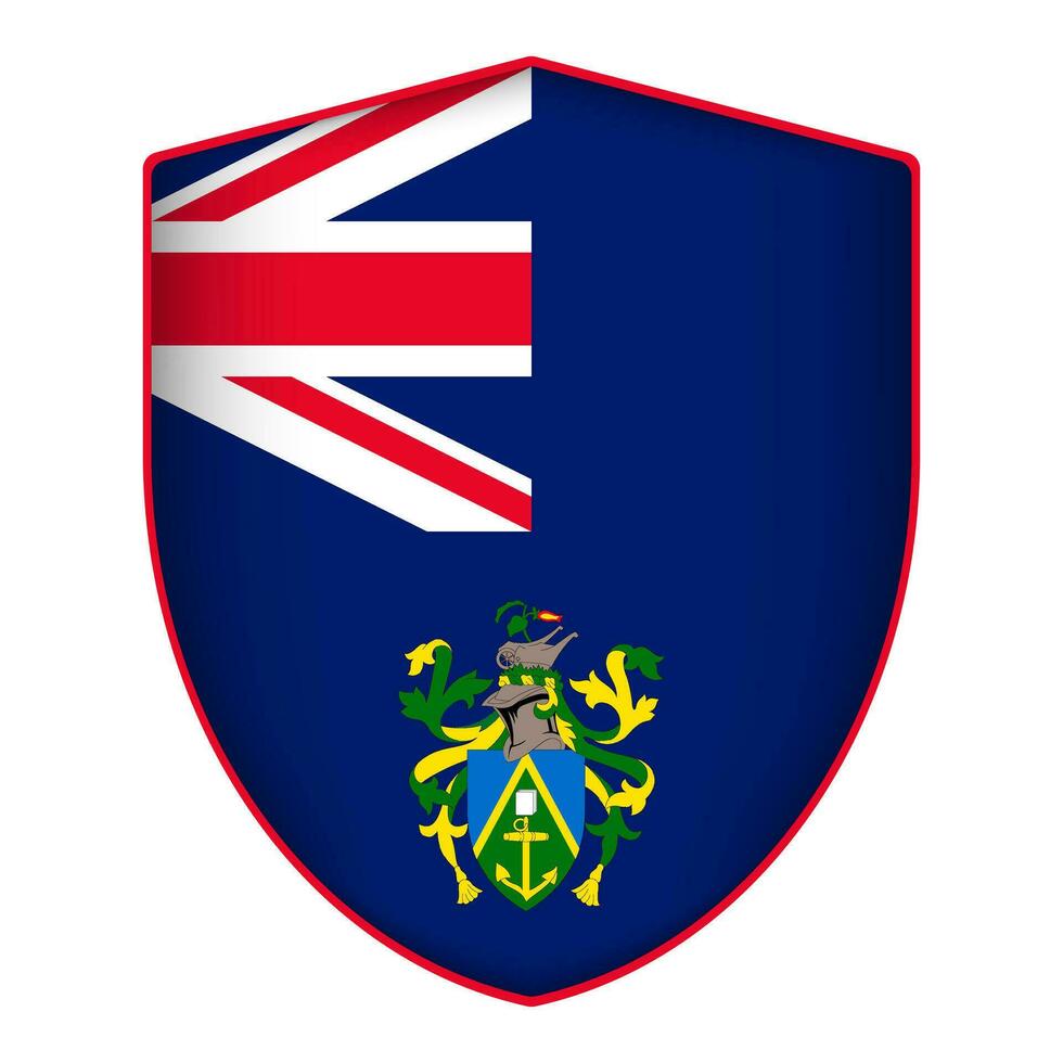 Pitcairn Inseln Flagge im Schild Form. Vektor Illustration.
