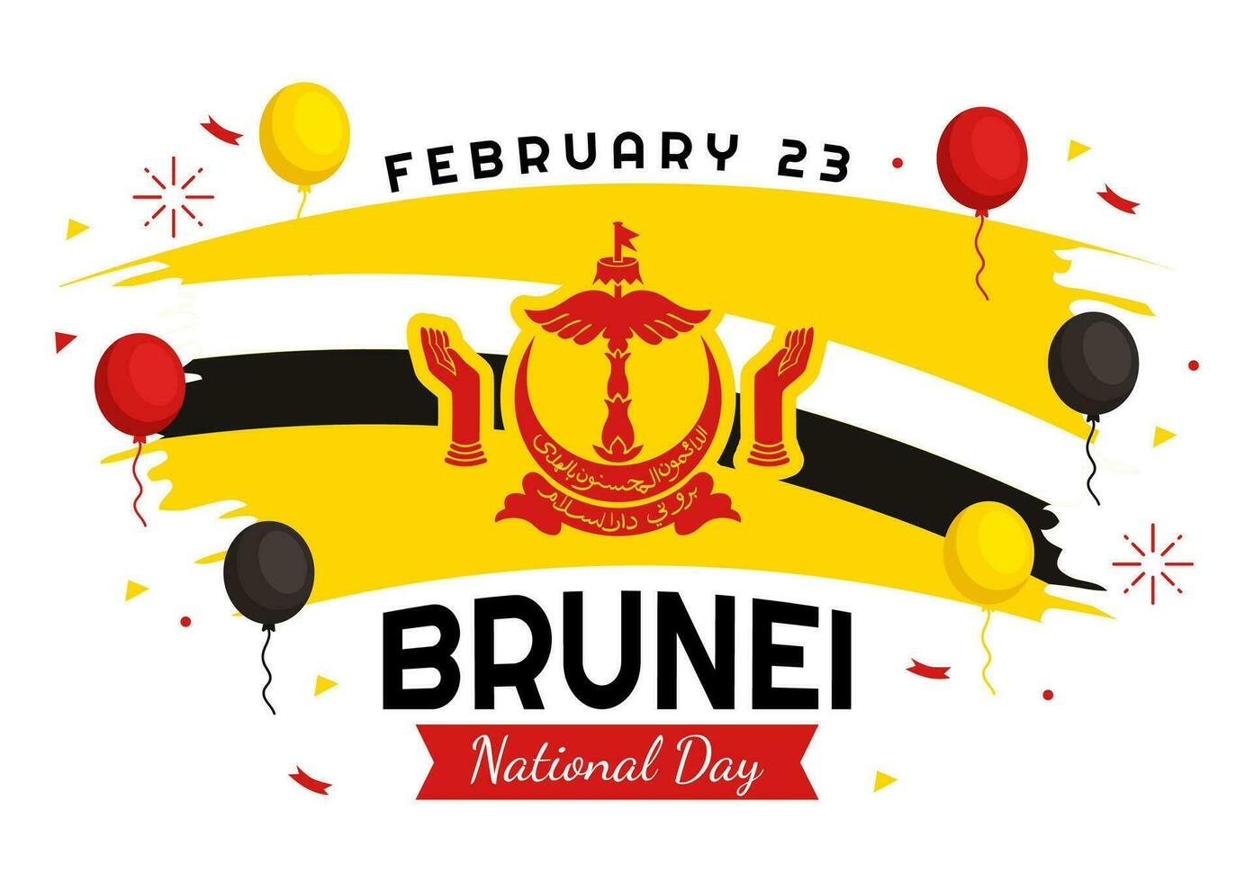 Lycklig brunei darussalam nationell dag vektor illustration på 23 februari med vinka flagga i patriotisk Semester platt tecknad serie bakgrund design