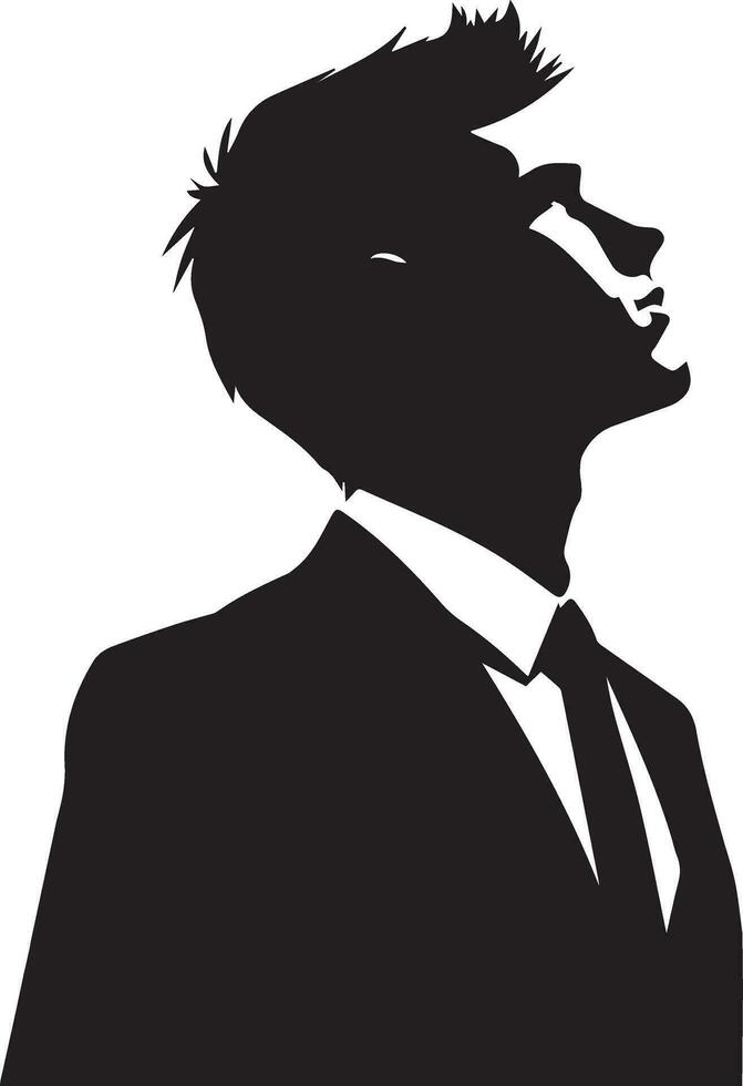 ein Geschäft Mann sieht aus oben auf das Himmel, Vektor Silhouette, schwarz Farbe, Weiß Hintergrund 4