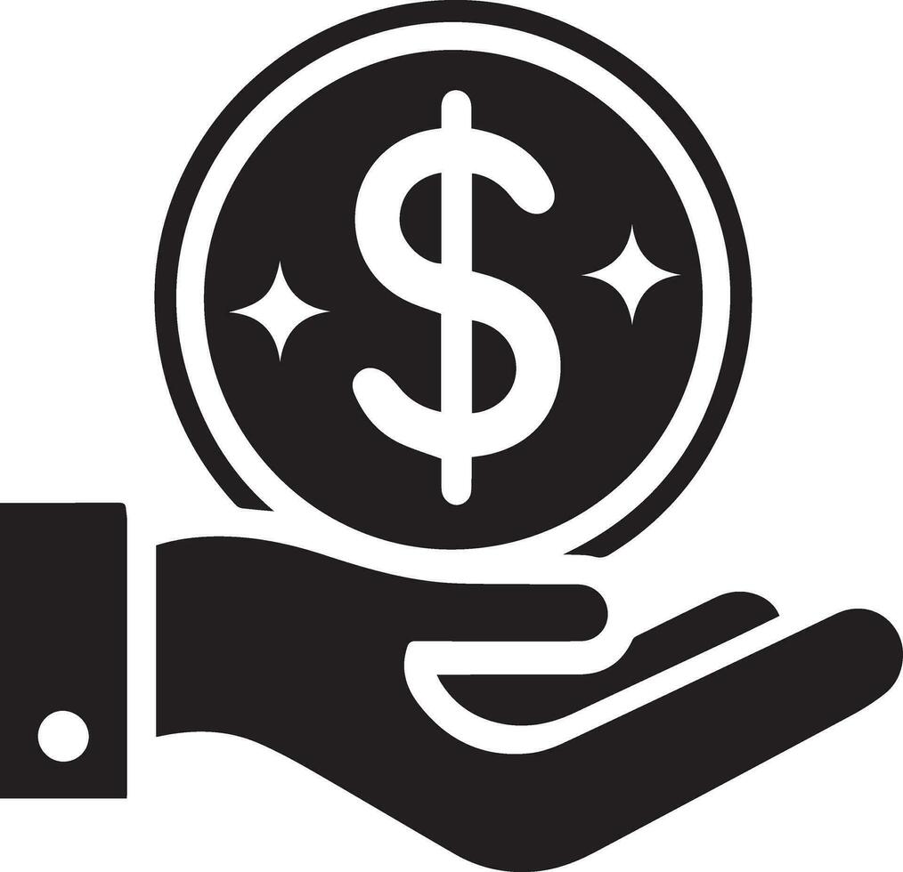 Geld Symbol auf das Hand Vektor Silhouette Illustration 15