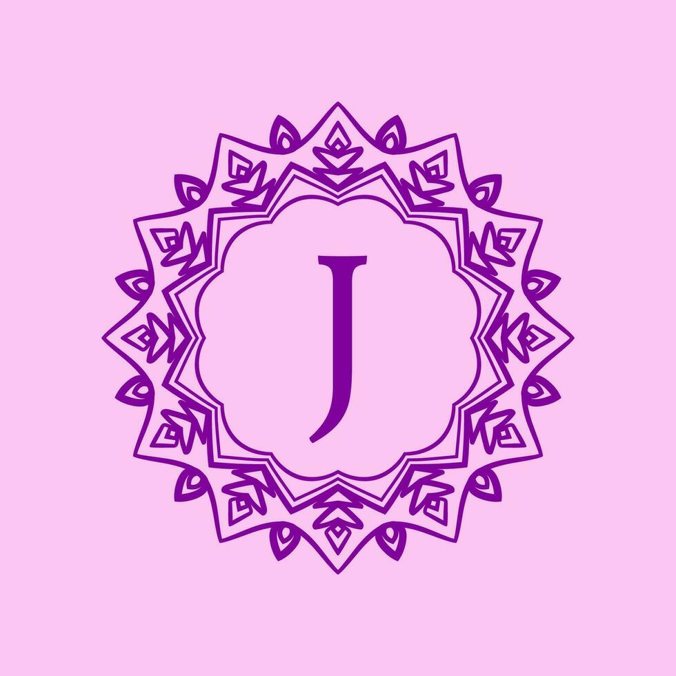 brev j mandala elegant cirkulär gräns första vektor logotyp design