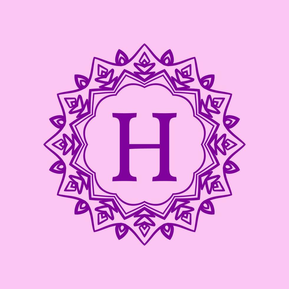 brev h mandala elegant cirkulär gräns första vektor logotyp design