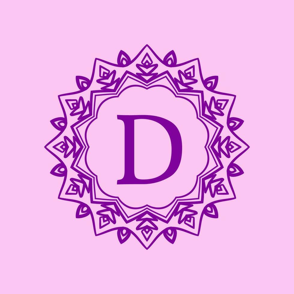 brev d mandala elegant cirkulär gräns första vektor logotyp design