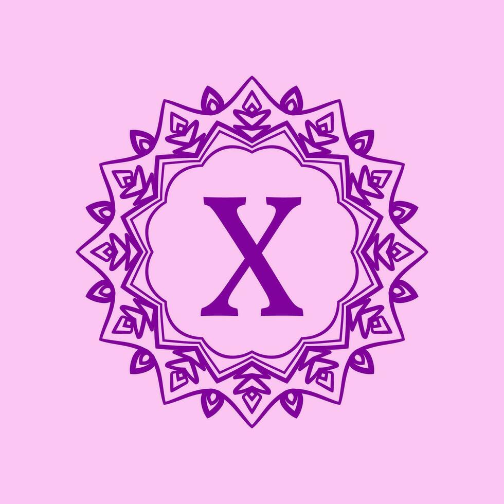brev x mandala elegant cirkulär gräns första vektor logotyp design