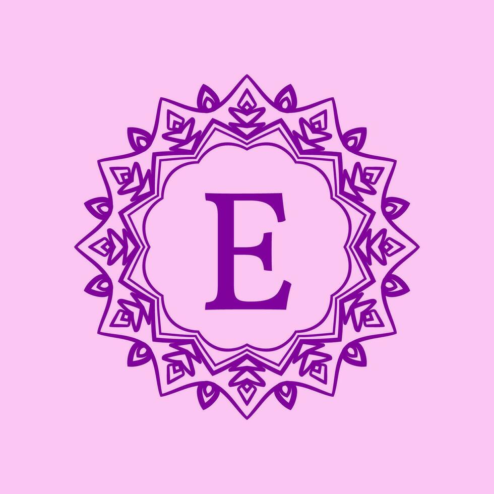 Brief e Mandala elegant kreisförmig Rand Initiale Vektor Logo Design