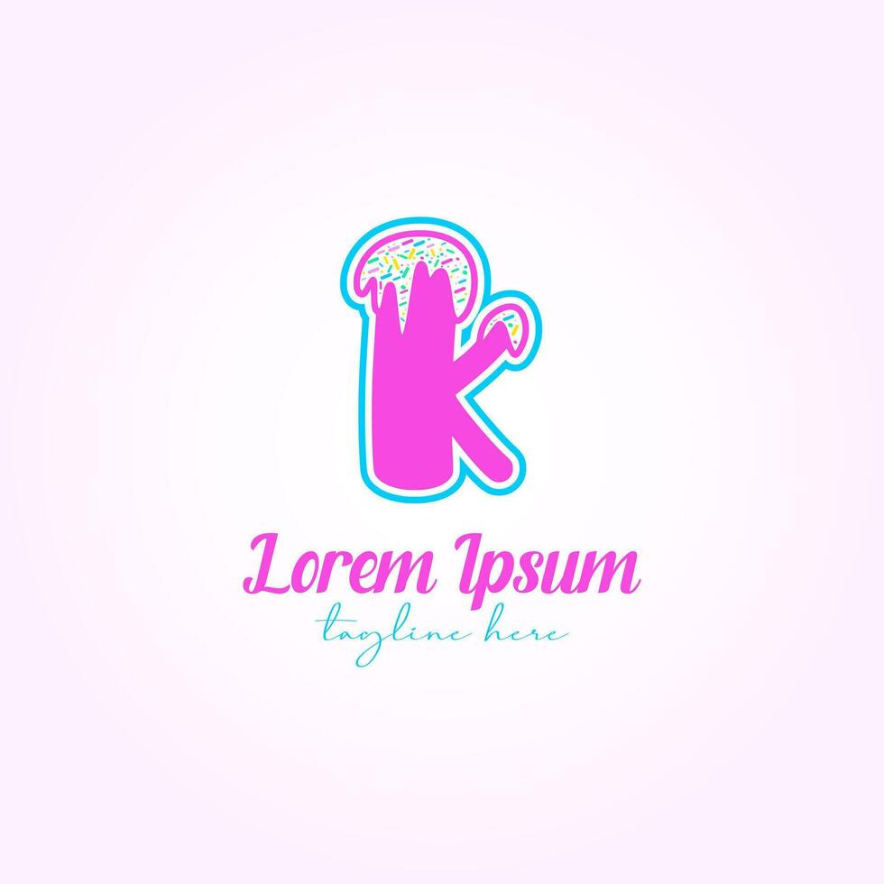 Brief k mit bunt lecker Eis Sahne Logo Vektor Vorlage