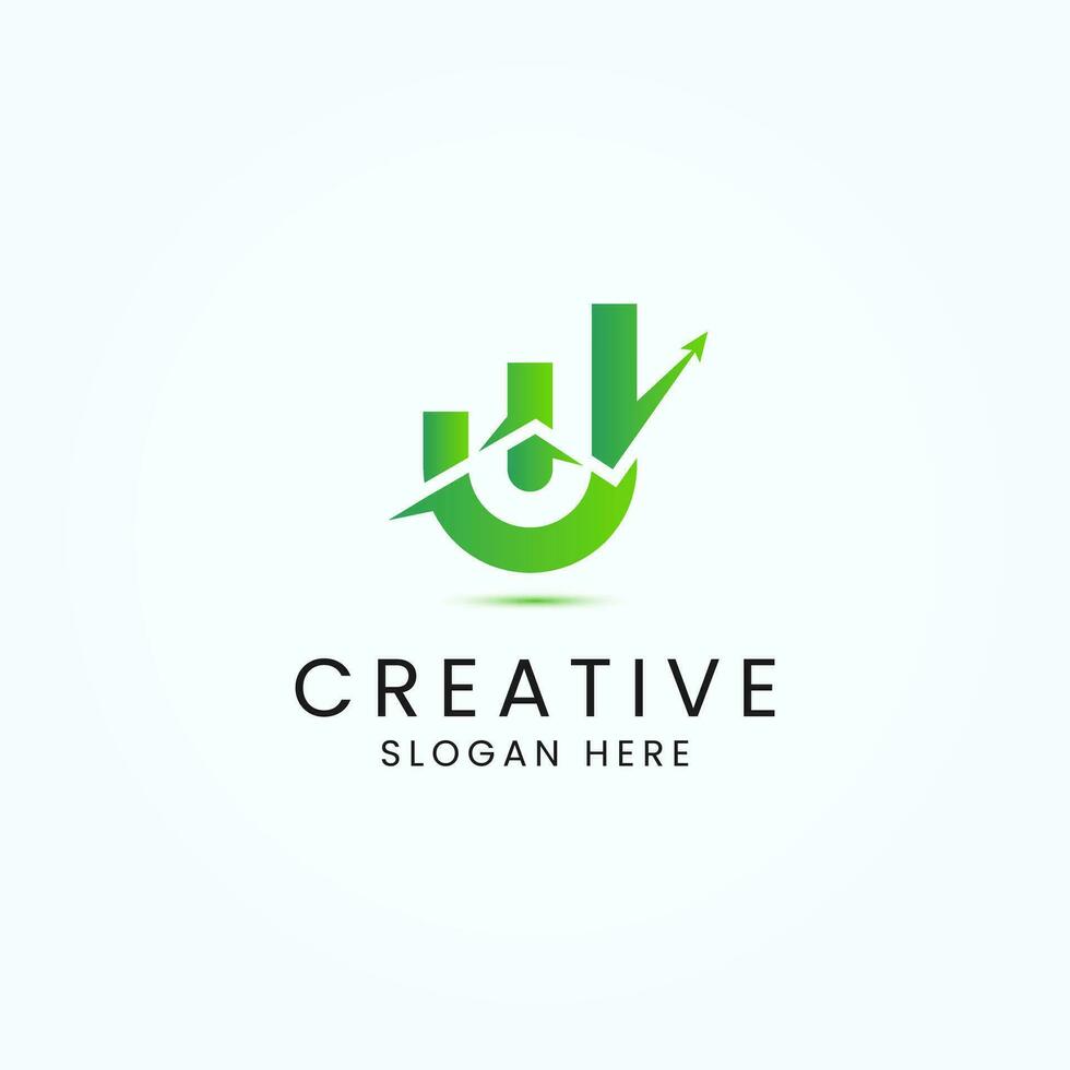 kreativ brev u finansiell Diagram logotyp vektor mall