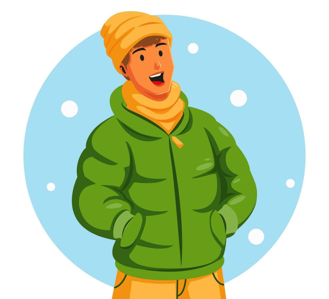 illustration av en man bär vinter- kläder vektor
