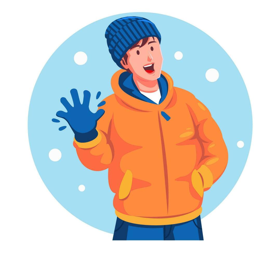 Illustration von ein Teenager Junge tragen Winter Kleider vektor