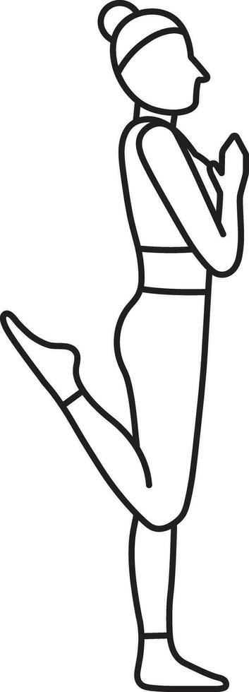 enkel vektor illustration av ardhavira vrikshasana, friska livsstil, yoga asana, sporter, klotter och skiss