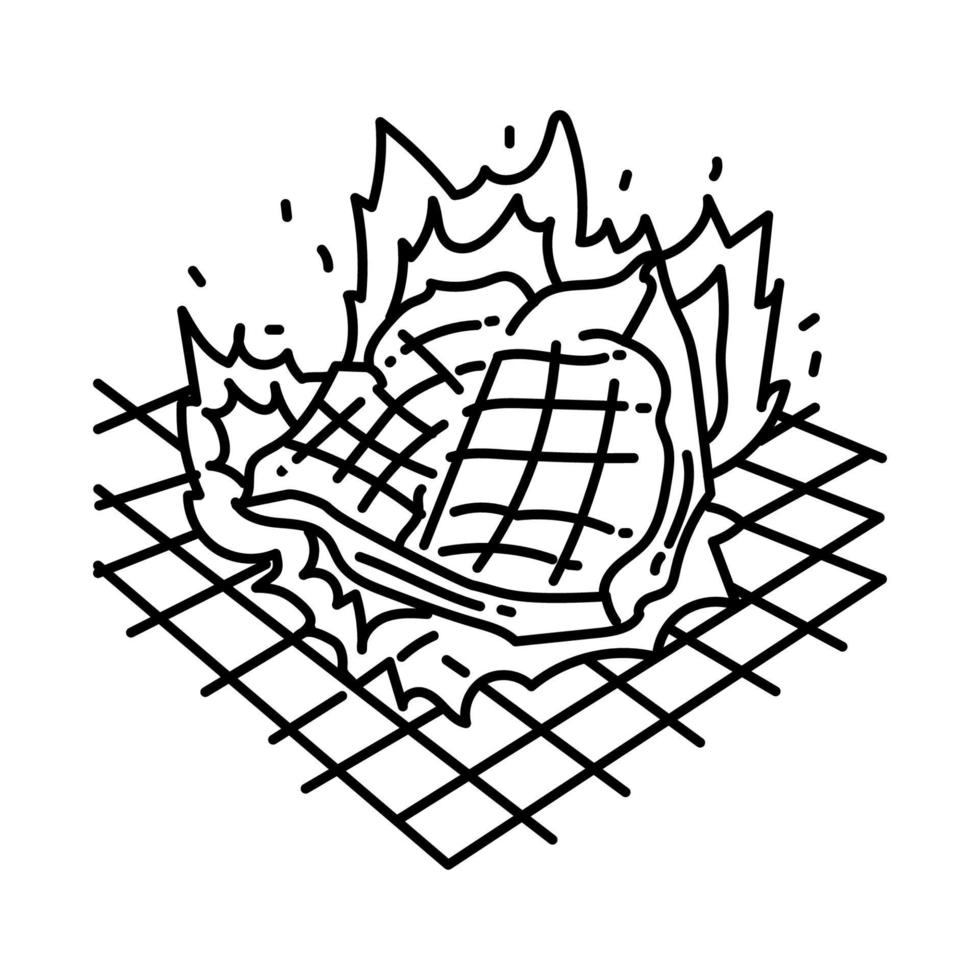 grill biff fest ikon. doodle handritad eller konturikonstil vektor