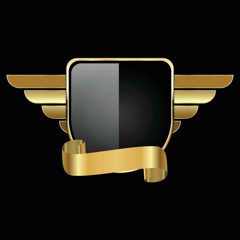 Luxus golden schwarz Schild Abzeichen und Etiketten. retro Jahrgang heraldisch Schild Abzeichen Design vektor