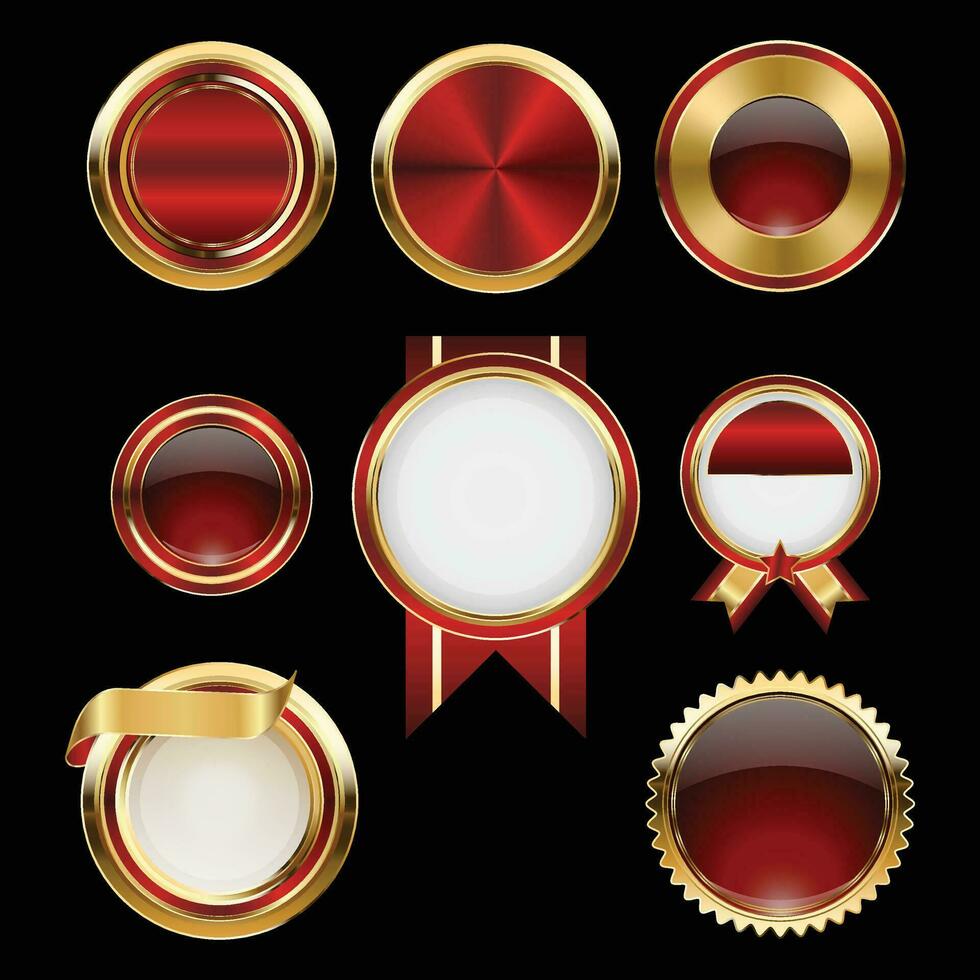 Luxus golden rot Abzeichen und Etiketten. retro Jahrgang Kreis Abzeichen Design vektor