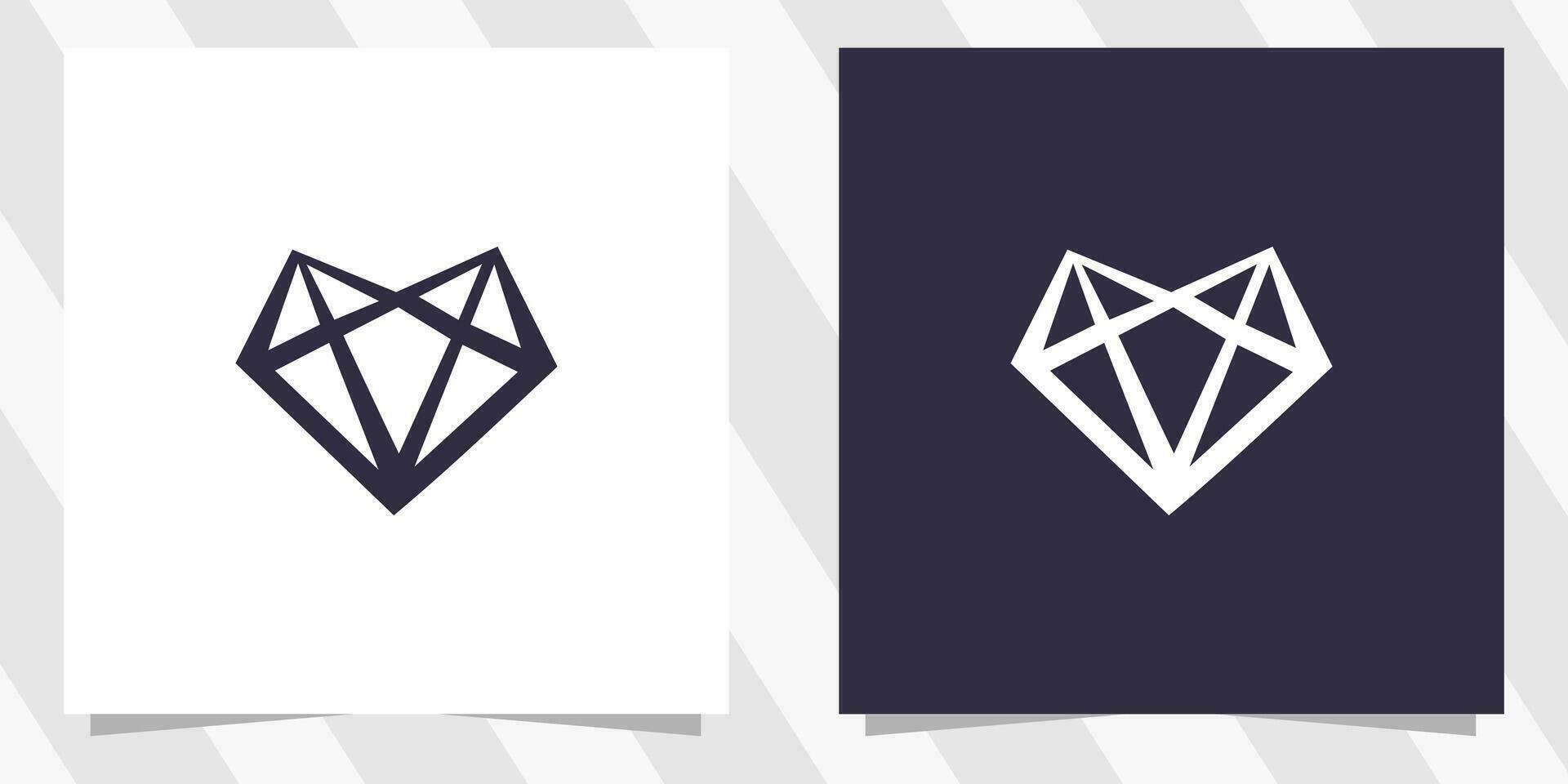 kärlek eller hjärta med diamant logotyp design vektor