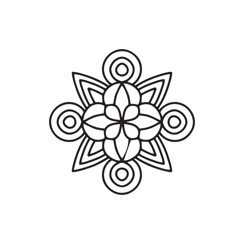 Boho-Blumen-Mandala-Symbol, Umriss-Stil vektor