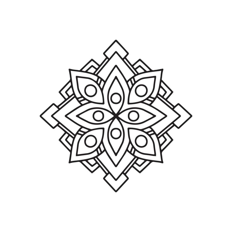 Blumen-Mandala-Symbol, Umriss-Stil vektor