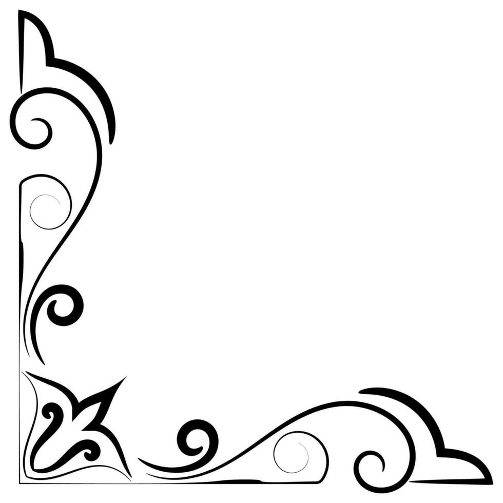 tunn linje årgång hörn. medeltida period av de victorian dynasti. fint svart monogram ram design element abstrakt ikon samling blomma enkel symbol vektor