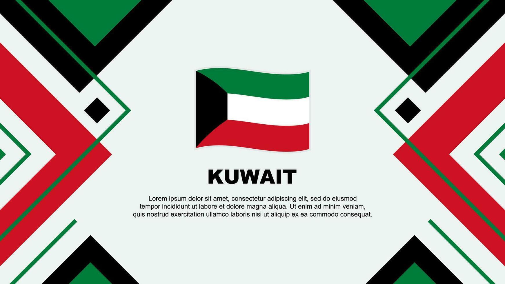Kuwait Flagge abstrakt Hintergrund Design Vorlage. Kuwait Unabhängigkeit Tag Banner Hintergrund Vektor Illustration. Kuwait Illustration