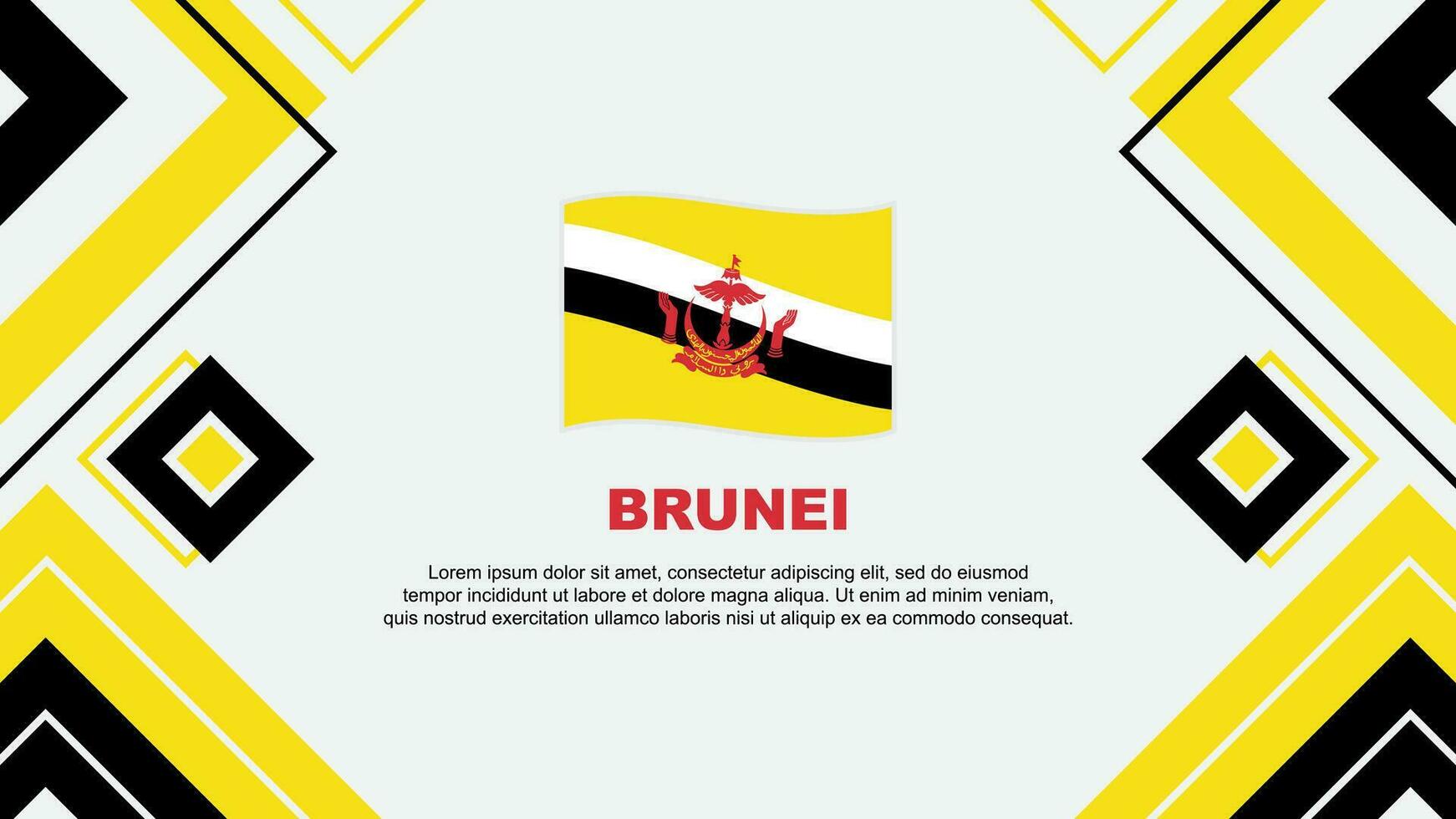 brunei flagga abstrakt bakgrund design mall. brunei oberoende dag baner tapet vektor illustration. brunei bakgrund