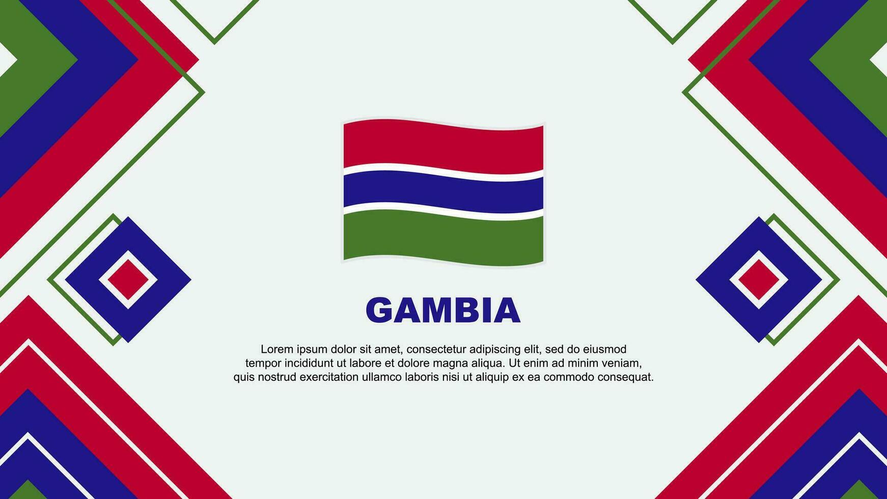 Gambia Flagge abstrakt Hintergrund Design Vorlage. Gambia Unabhängigkeit Tag Banner Hintergrund Vektor Illustration. Gambia Hintergrund