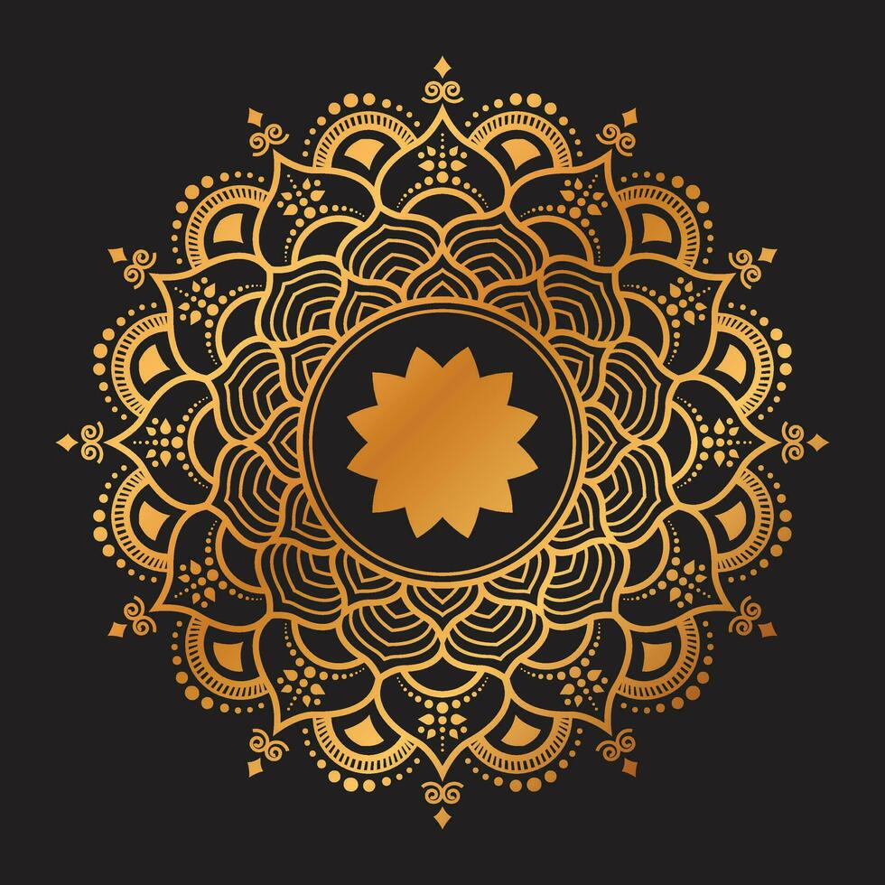 gyllene lyx mandala vektor design, mandala för henna, mehndi, tatuering, dekorativ etnisk dekorativ element, orientalisk mönster