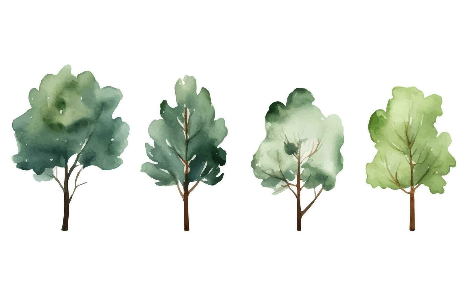 Sammlung von Scandi Aquarell Bäume. modisch Vektor Pflanzen. süß abstrakt Bäume Clip Art.