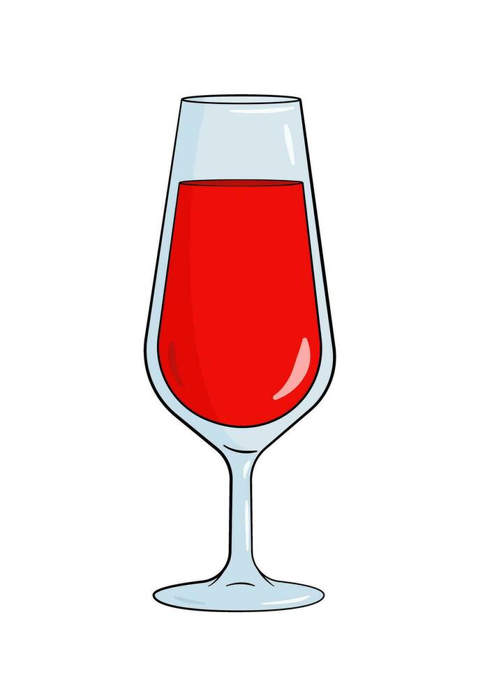 Glas gefüllt mit rot Wein. Karikatur. Vektor Illustration