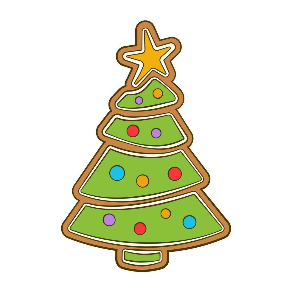 pepparkaka jul träd. tecknad serie. vektor illustration