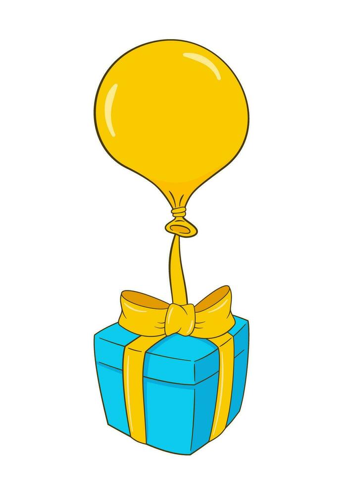 Blau Geschenk Box mit Gelb Band und Ballon vektor