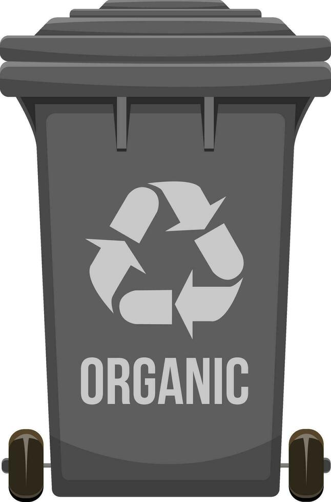 organisch Text schwarz Müll Behälter Vektor Illustration isoliert auf Weiß Hintergrund.