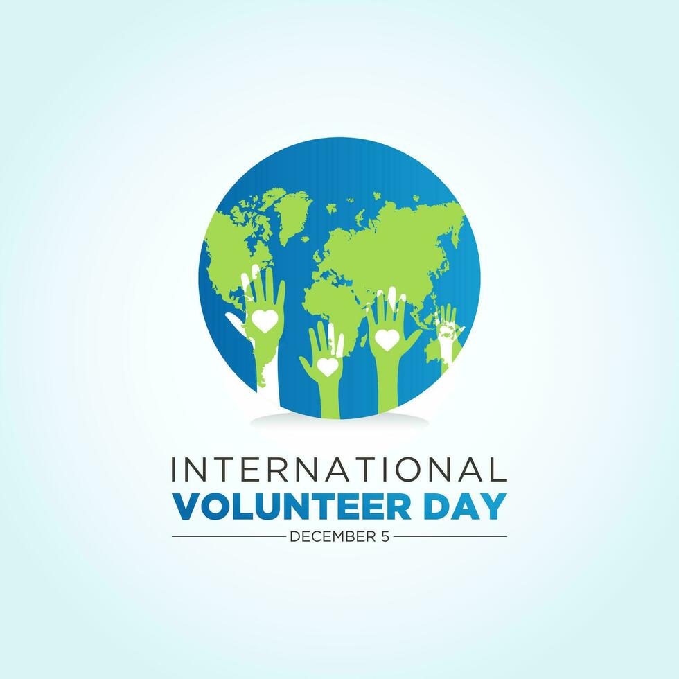 internationell volontär- dag är observerats varje år på de 5:e december . vektor mall för baner, hälsning kort, affisch med bakgrund. vektor illustration.