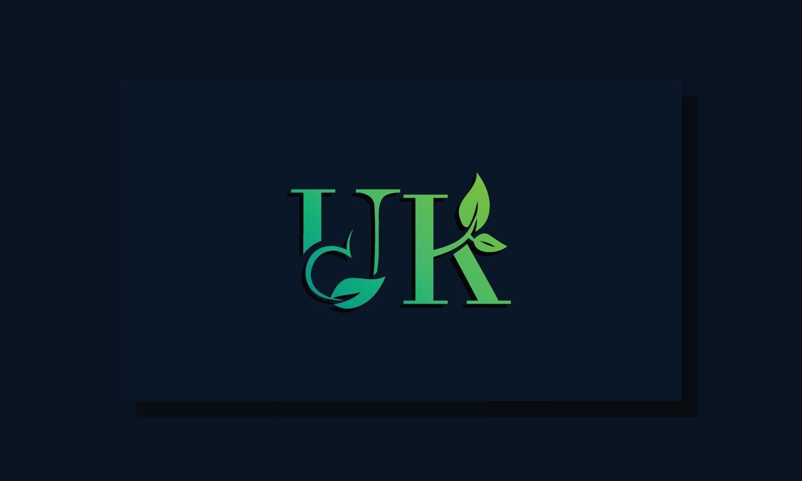 minimal leaf style initial uk logo vektor