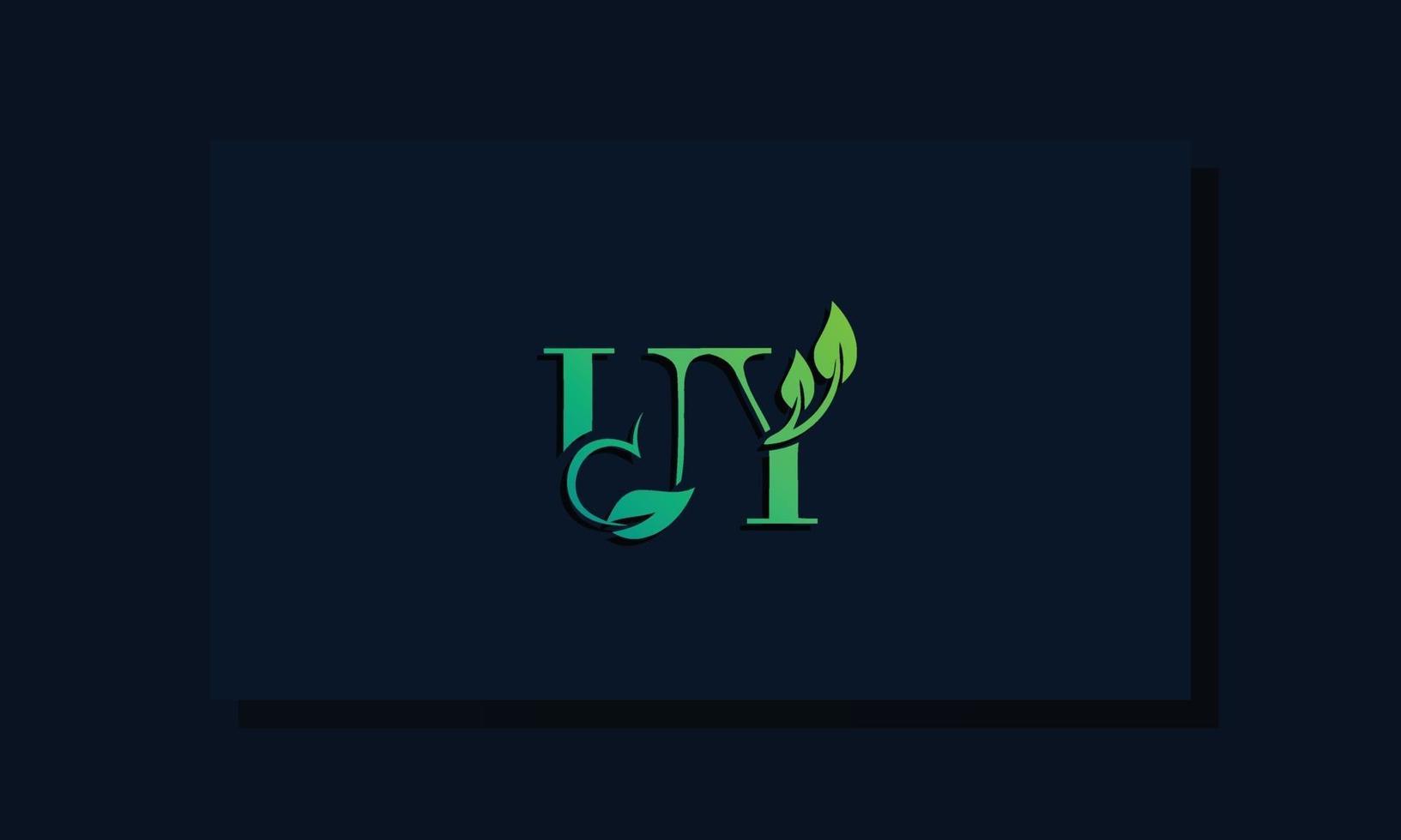 minimal leaf style initial uy logo vektor
