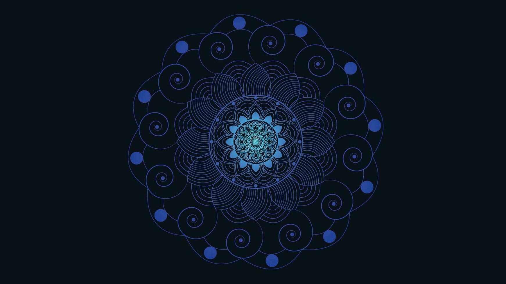 abstrakt runden Logo Art Blau Gradient Schatten Mandala im dunkel Blau Hintergrund. vektor