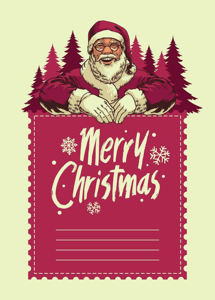 Santa claus Weihnachten Gruß Karte im Hand gezeichnet Jahrgang Illustration vektor