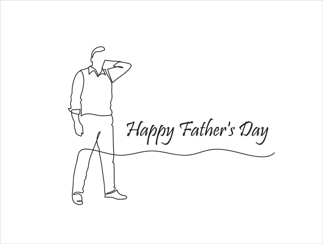 glücklich Väter Tag Linie Zeichnung Poster vektor