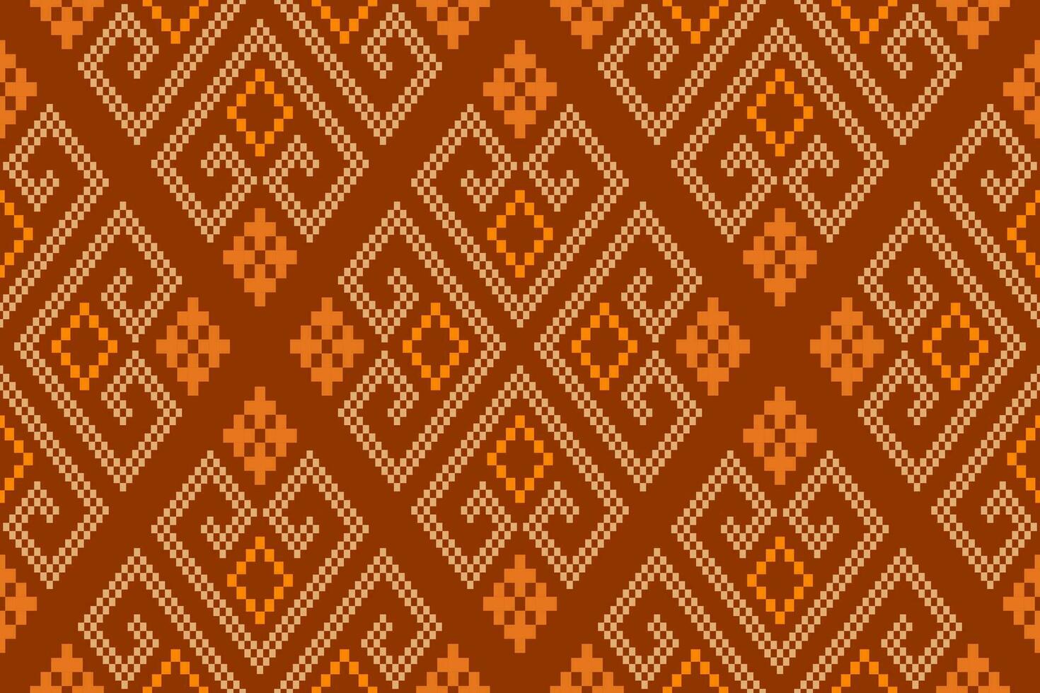 orange årgångar korsa sy traditionell etnisk mönster paisley blomma ikat bakgrund abstrakt aztec afrikansk indonesiska indisk sömlös mönster för tyg skriva ut trasa klänning matta gardiner och sarong vektor