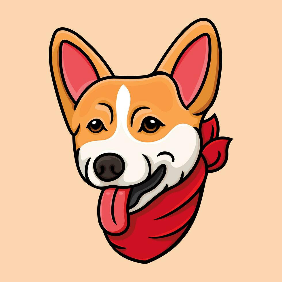 Illustration von ein süß Hund tragen ein rot Bandana. vektor