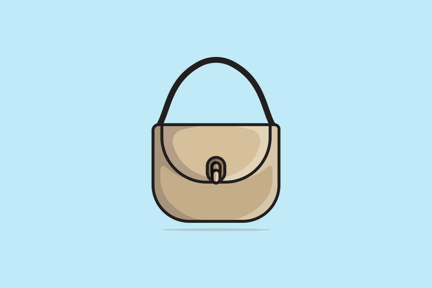 runden gestalten Mädchen Geldbörse mit schwarz Griff Vektor Illustration. Schönheit Mode Objekte Symbol Konzept. Neu Ankunft Frauen Mode Tasche Vektor Design.