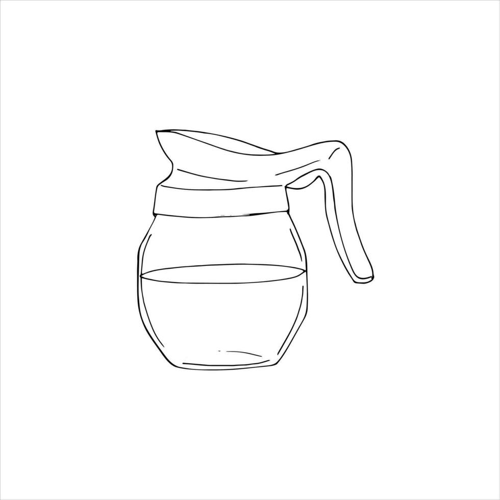 kaffe pott hand dragen illustration. enkel vektor av glas kaffe pott. drinkware vektor illustration. isolerat vektor illustration på en vit bakgrund.