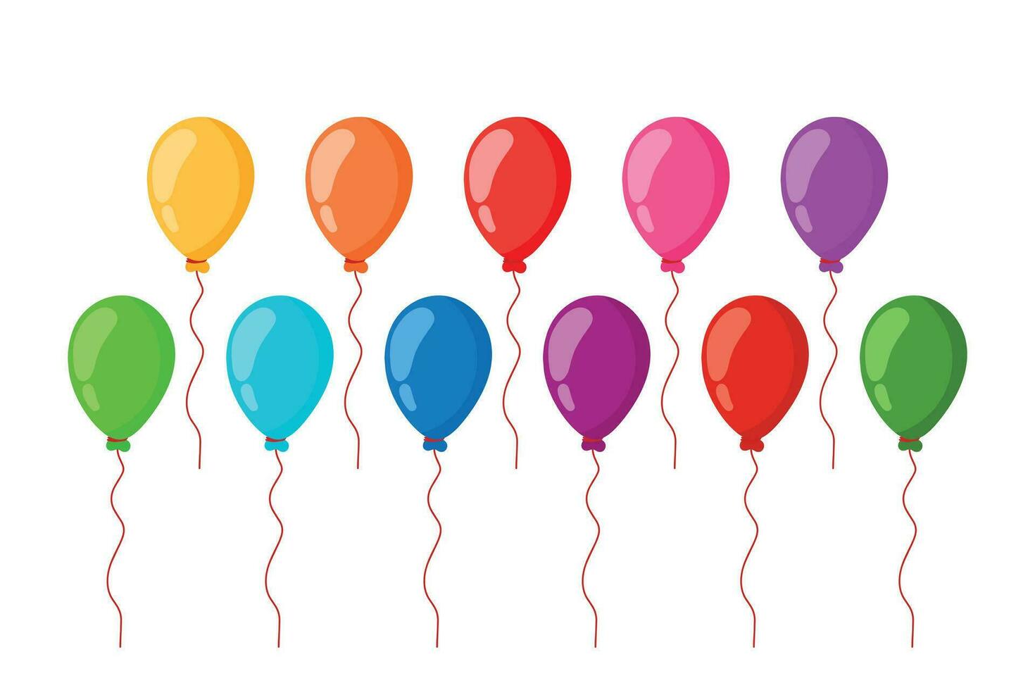 eben Ballon einstellen Farben Sammlung Symbol Clip Art zum Geburtstag und Neu Jahr Element Dekoration Vektor Illustration