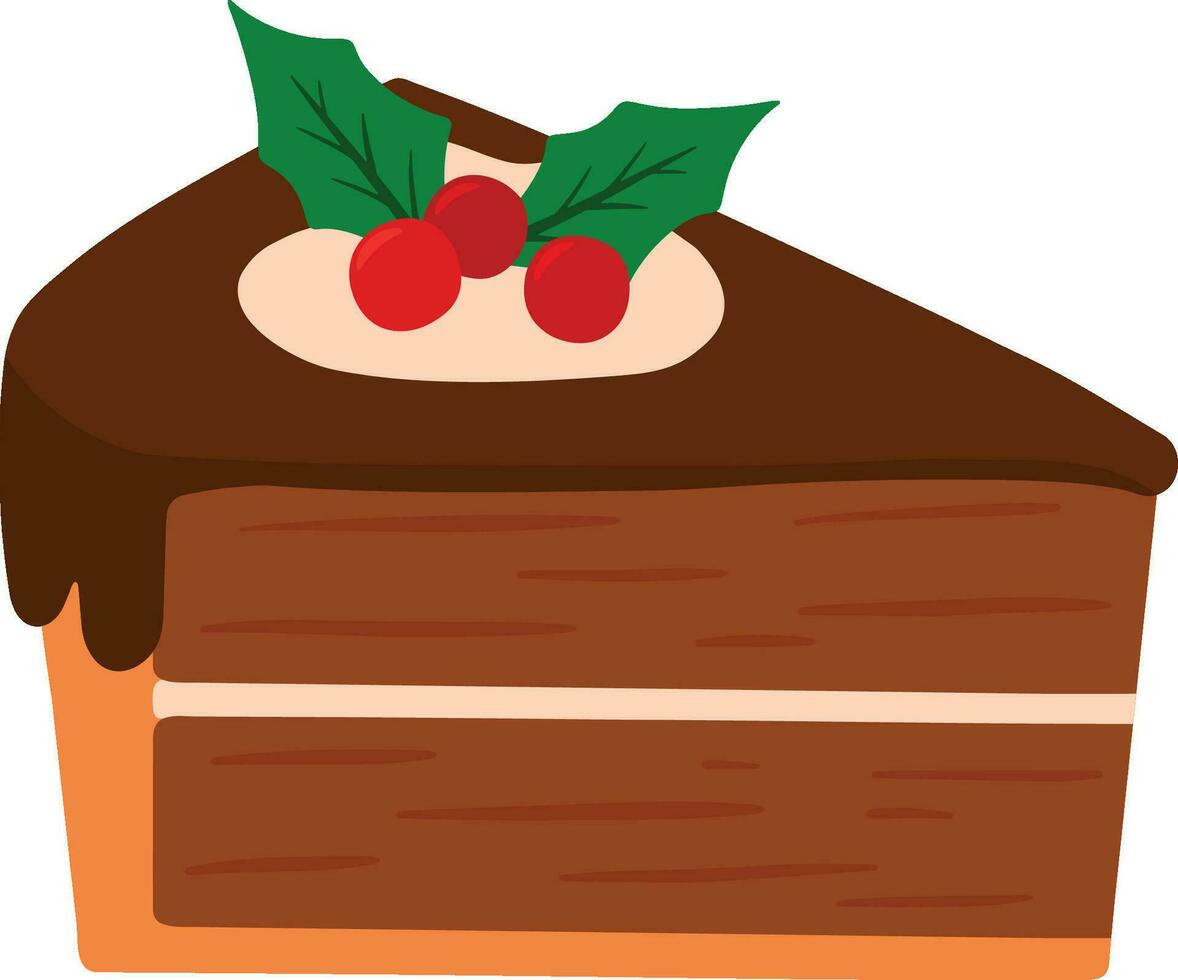 Weihnachten Kuchen Stück Dessert Essen süß Kratoon Gekritzel Vektor Illustration