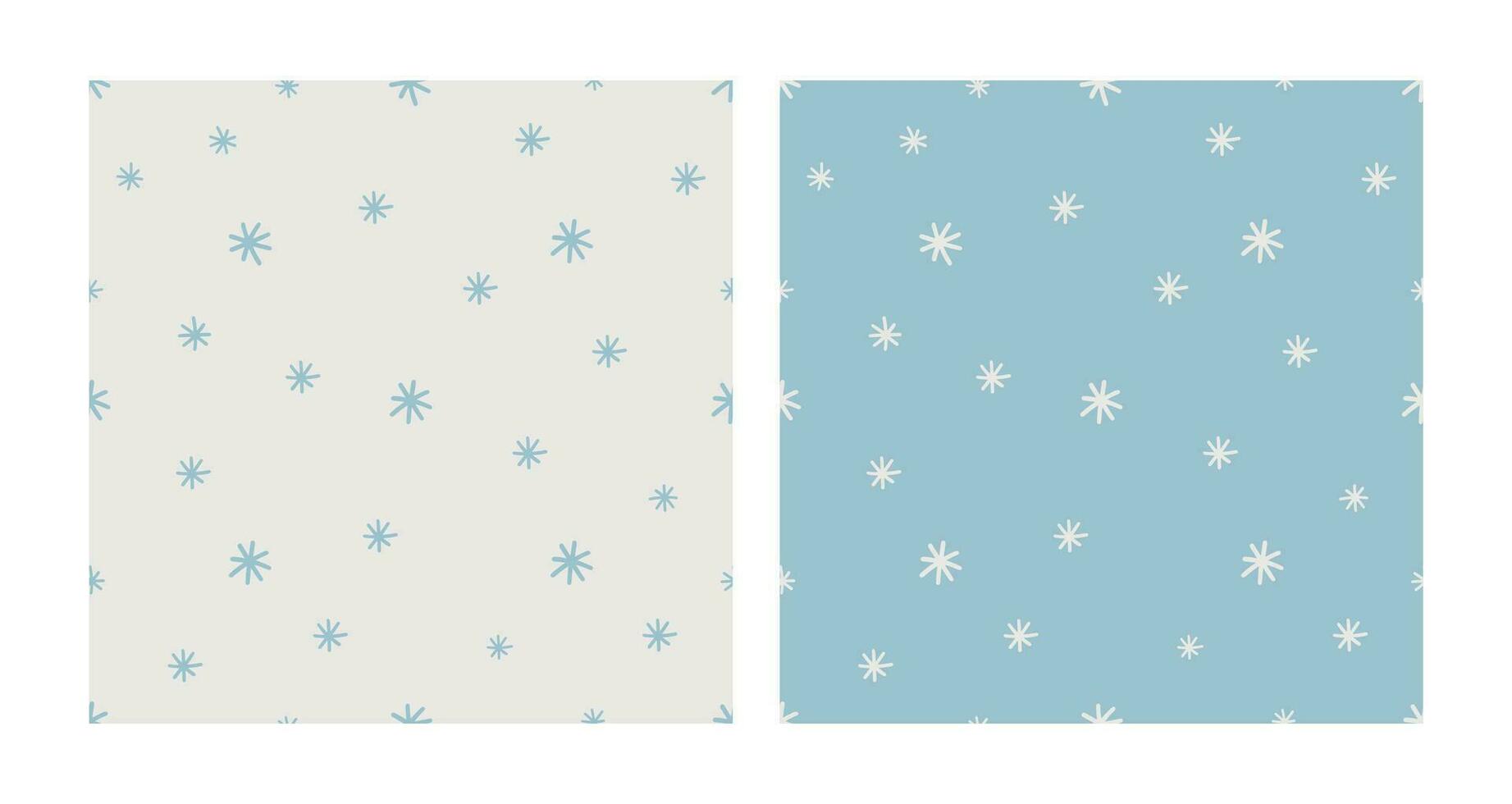 Schneeflocken Muster Satz. festlich Ornament im retro Stil. Weihnachten einfach nahtlos abstrakt Textur vektor